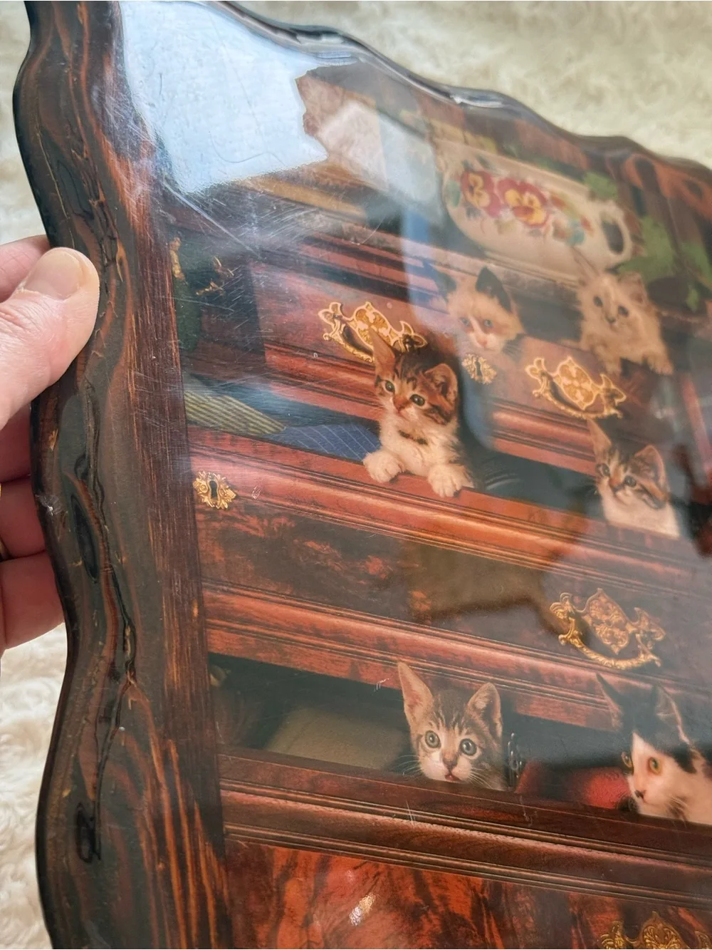 Cats Art Decor Wood Plaque Kittens In Drawers Vintage She Shed Kitsch